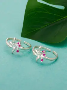 GIVA Set Of 2 925 Sterling Silver Rhodium-Plated Stones Studded Toe Rings