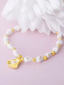 GIVA 925 Gold-Plated Shells Beaded Sterling Silver Anklet (1 Piece)