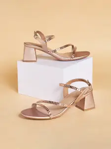 Forever Glam by Pantaloons Embellished Open Toe Block Heels With Buckles