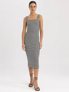 DeFacto Sleeveless Striped Sheath Midi Dress