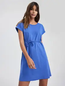 DeFacto Extended Sleeves Belted Pure Cotton Dress