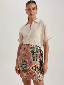 DeFacto Printed Pencil Mini Skirt