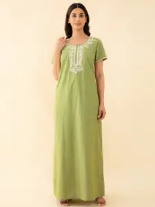 Maybell Embroidered Pure Cotton Maxi Nightdress
