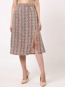 UNTUNG Geometric Printed Pure-Cotton Straight Skirts