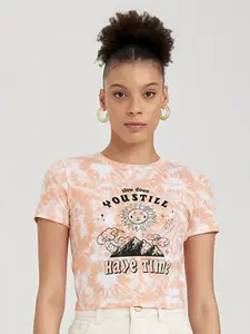 DeFacto Typography Printed Round Neck T-shirt