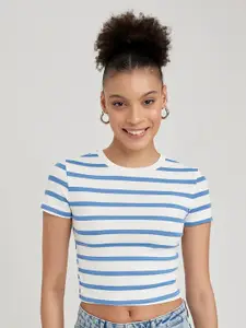 DeFacto Horizontal Striped Casual Crop T-Shirt