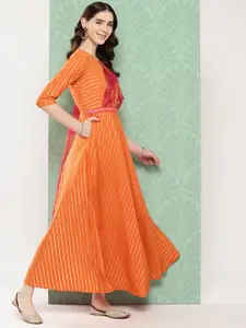 Ahalyaa Striped Sequined Empire Ethnic Dress