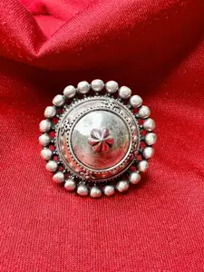 Arte Jewels 925 Oxidised Silver Round Adjustable Ring