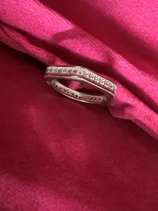 Arte Jewels 925 Sterling Silver CZ Studded Finger Ring