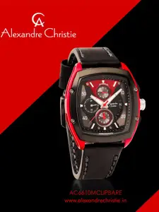 Alexandre Christie Men Dial & Leather Straps Analogue Watch 6610MCLIPBARE