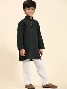 Pro-Ethic STYLE DEVELOPER Boys Self Designed Mandarin Collar Kurta with Pyjamas