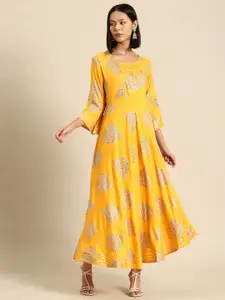 all about you Floral Print Bell Sleeves Embellished Maxi Dress