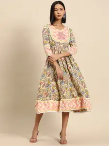 all about you Floral Print Cotton Empire Midi Dress
