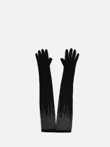FOREVER 21 Women Black Embellished Arm Sleeves Gloves