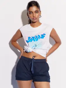 FREAKINS Women Blue Regular Fit Low-Rise Shorts