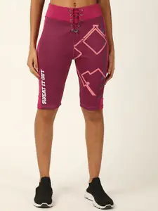 FOREVER 21 Women Pink Printed Sports Shorts