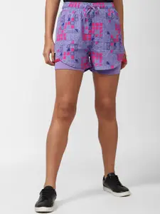 FOREVER 21 Women Purple Geometric Printed Shorts