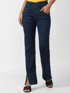 FOREVER 21 Women Navy Blue Mid-Rise Clean Look Stretchable Jeans