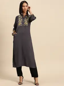 all about you Floral Embroidered Thread Work Kurta