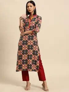 all about you Ethnic Motifs Printed Mandarin Collar Pure Cotton Kurta