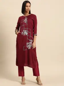 all about you Floral Embroidered Indie Prints Kurta