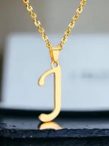MYKI Gold-Plated 'J' Letter Pendant With Chain