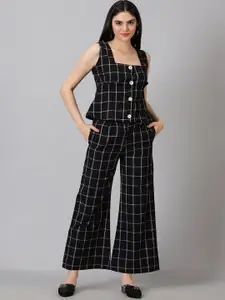 Jilmil Checked Pure Cotton Top & Trouser Co Ords