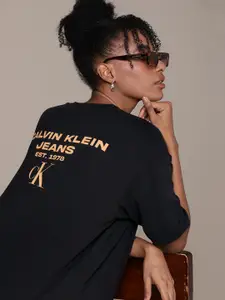 Calvin Klein Jeans Brand Logo Printed Drop-Shoulder Sleeves T-shirt