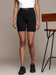 Calvin Klein Jeans Women Solid Mid-Rise Slim Fit Biker Shorts