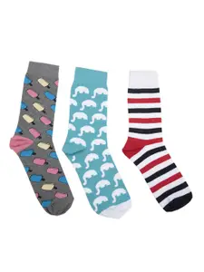 SWHF Pack of 3 Printed Cotton Ankle-Length Socks