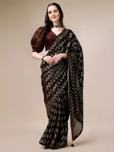 Indian Women Striped Silk Blend Saree