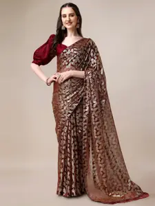 Indian Women Floral Printed Silk Blend Saree