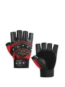 Alexvyan Men Pirates Embellished Protective Half Finger Gloves