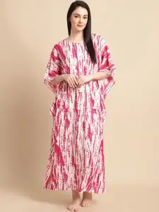 Shararat Tie & Dye Printed Pure Cotton Maxi Kaftan Nightdress