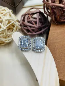 ABDESIGNS Silver-Plated Square Studs Earrings