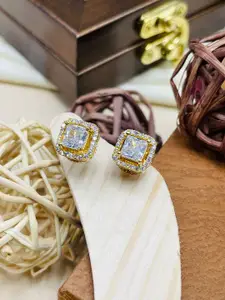 ABDESIGNS Gold-Plated Square Studs Earrings