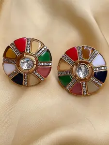 ABDESIGNS Gold-Plated Circular Studs Earrings