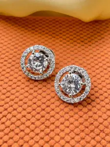 ABDESIGNS Silver-Plated Circular Studs Earrings