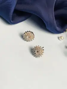 ABDESIGNS Silver-Plated Floral Studs Earrings
