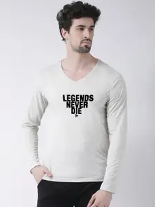 Friskers Legend Never Die Printed V-Neck Full Sleeves Cotton T-shirt