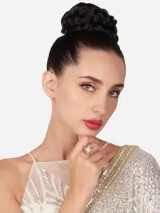 Zaveri Pearls Rose Gold-Plated CZ-Studded Adjustable Finger Ring