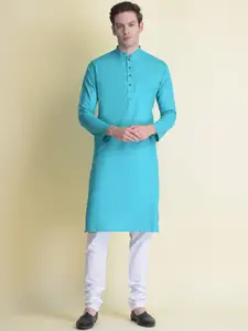 NAMASKAR Mandarin Collar Cotton Straight Kurta