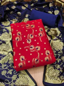 KALINI Floral Zari Woven Design Unstitched Dress Material