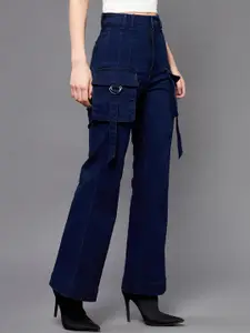 Miss Chase Women Blue Bootcut High-Rise Clean Look Stretchable Jeans