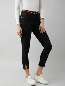 Miss Chase Women Black High-Rise Clean Look Skinny Fit Stretchable Cropped Jeans