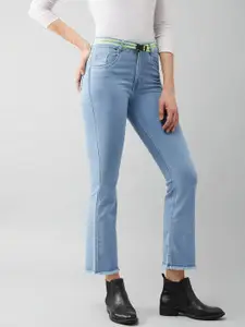 Miss Chase Women Blue High-Rise Clean Look Bootcut Stretchable Jeans