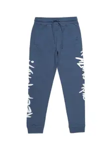 Alan Jones Boys Typography Printed Cotton Joggers