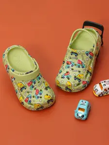 Yellow Bee Boys All Over Car Theme Printed Clogs