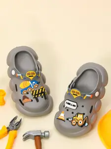 Yellow Bee Boys Tractor and Truck Applique Clogs
