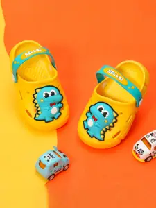 Yellow Bee Boys Little Dino Embossed Clogs